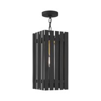 20757-04 Livex Lighting Greenwich - 1 Light Outdoor Pendant Lantern in Industrial Style - 8 Inches wide by 18 Inches high-Black/Satin Brass Finish