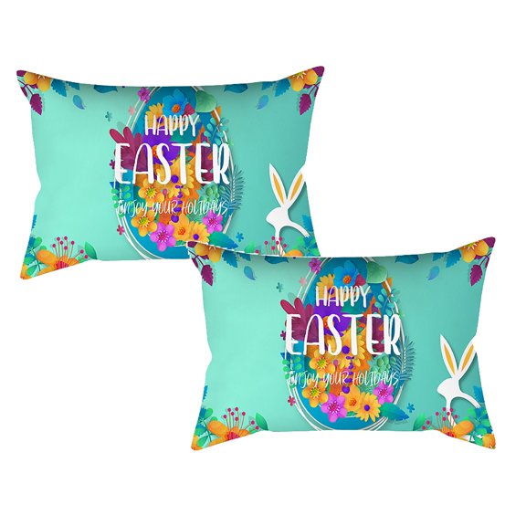2Pcs Easter Decorations Easter Bunny Pattern Cushion Cover Decorates Living Room Sofa Pillow Cover Pillow Case