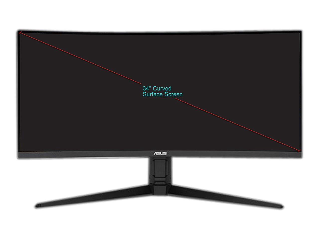 ASUS TUF 34 Inch Curved Gaming Monitor - WQHD (3440x1440), 165Hz, 1ms, Extreme Low Motion Blur, FreeSync Premium, Eye Care, Height Adjustable, DisplayHDR 400, DisplayPort, HDMI, USB - VG34VQL1B