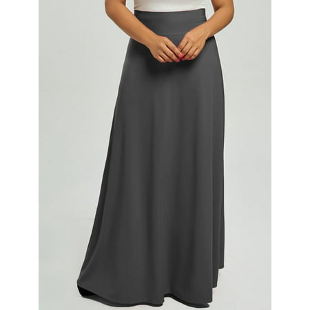 Casual Plus Size High Waist Maxi Flare Skirts