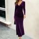 thumbnail image 2 of Qarigey Vestido de noche elegante con cuello en V para mujer con mangas largas Vestido ajustado elegante de manga larga Vestidos Azul SG, 2 of 6