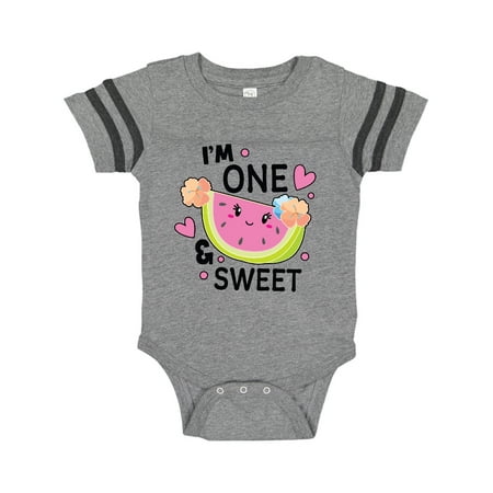 

Inktastic I m One and Sweet with Cute Watermelon Gift Baby Girl Bodysuit