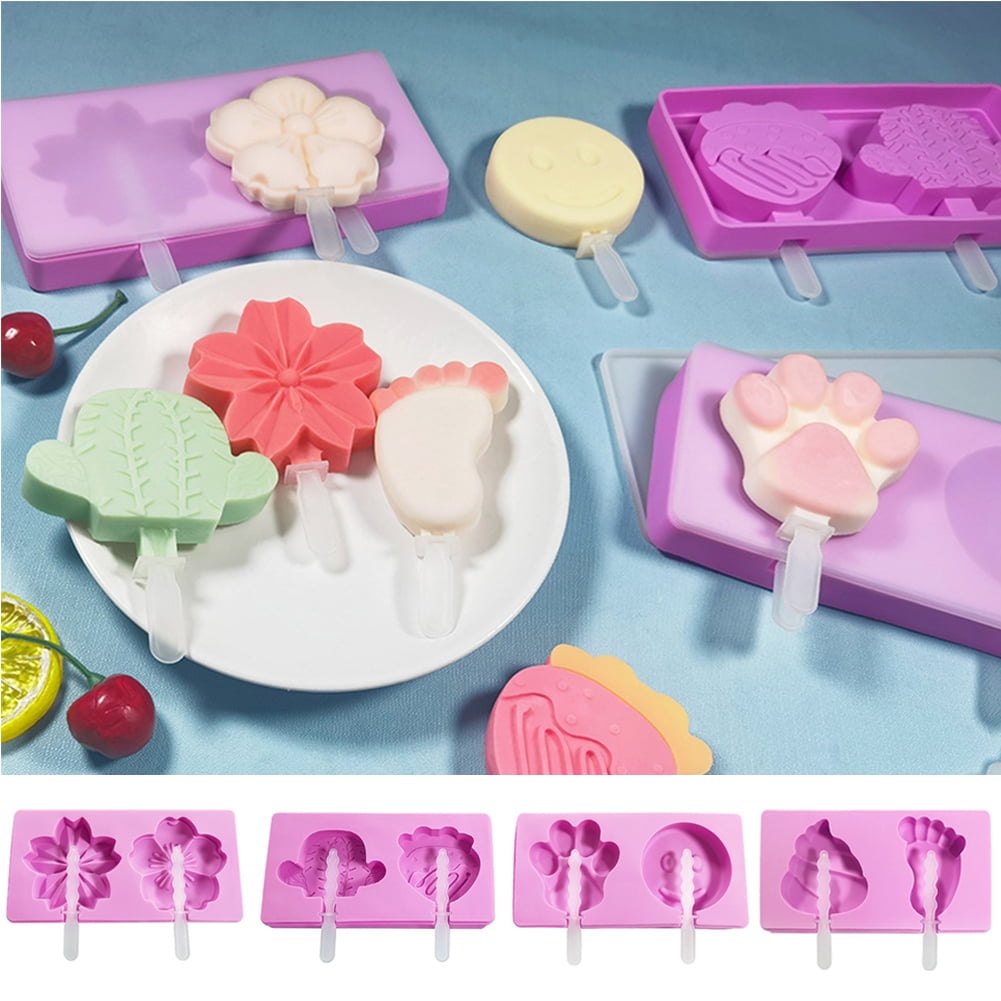 Vnanda 2Packs Popsicle Molds, Ice Pop Molds Silicone 2 Cavities Ice Cream Mold Cake Pop Mold