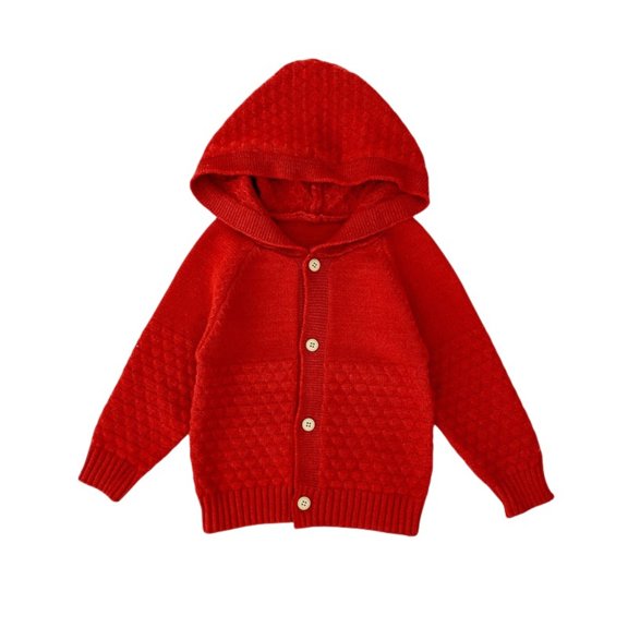 Coerni Baby Girls Cardigan Solid Knit Long Sleeve Hoodies Button Up Sweaters Soft Comfy Infants Fall Clothes 3-24 Months