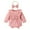 Pink, variant on AJTQTH Rompers for Baby Girls Summer Cotton Cable Knit Ruffled Crewneck Long-Sleeved Jumpsuit Toddler Solid Color Playsuit with Bowknot Headband Pink 12 Months