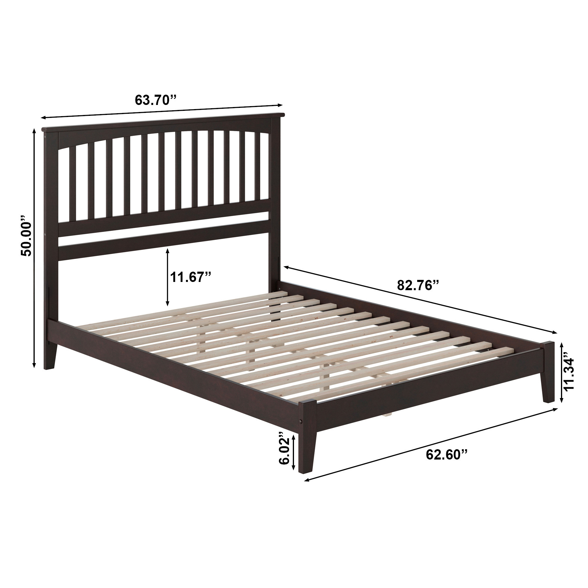 AFI Mission Queen Low Profile Wood Platform Bed, Espresso