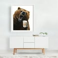 thumbnail image 2 of Grizzly Mornings - Painting Humor Pop Art Surrealism Modern Art Animal Coffee White Framed Wall Art Print 9 x 12 inches, 2 of 3