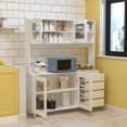 thumbnail image 6 of WIAWG Modern Kitchen Pantry Storage Cabinet with Hutch and Drawers,White Sideboard Buffet Cupboard with Glass Door,63", 6 of 7