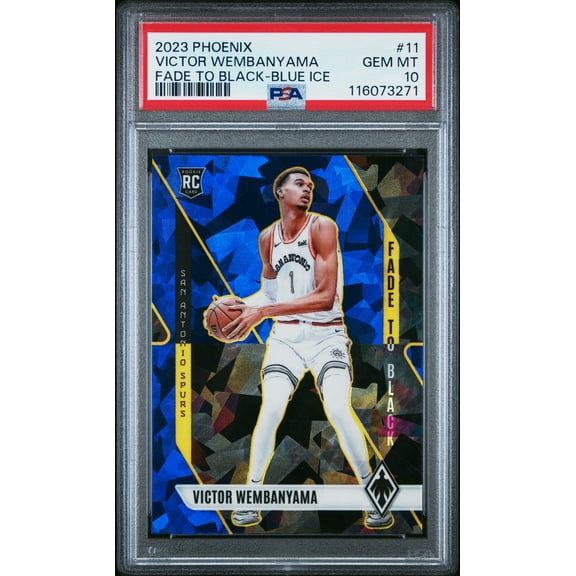 2023 Panini Phoenix Fade To Black VICTOR WEMBANYAMA #11 Blue Ice PSA 10Rookie RC