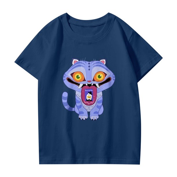 Pop cazadora para niña Demo-n Hunters Boys Girls Fashion Round-Neck Group Panels T Shirt (Navy)
