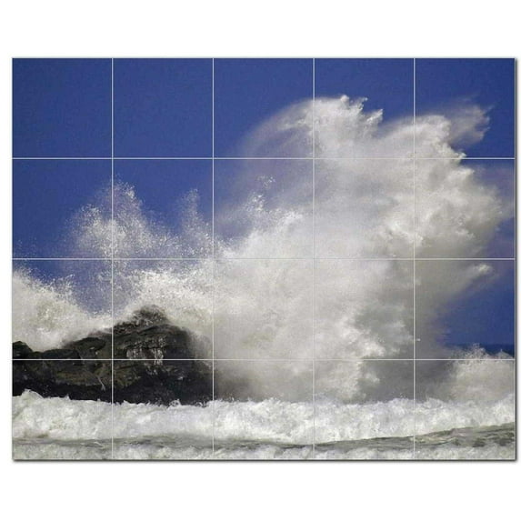 Waves Photo Ceramic Tile Mural Kitchen Backsplash Bathroom Shower 406322-L54