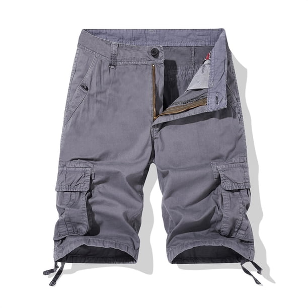 pstuiky Pantalones cortos de gimnasio, Pantalones cortos cargo casuales de moda para hombre, con bolsillos y botones, cintura elástica Pantalones cortos para correr para hombre