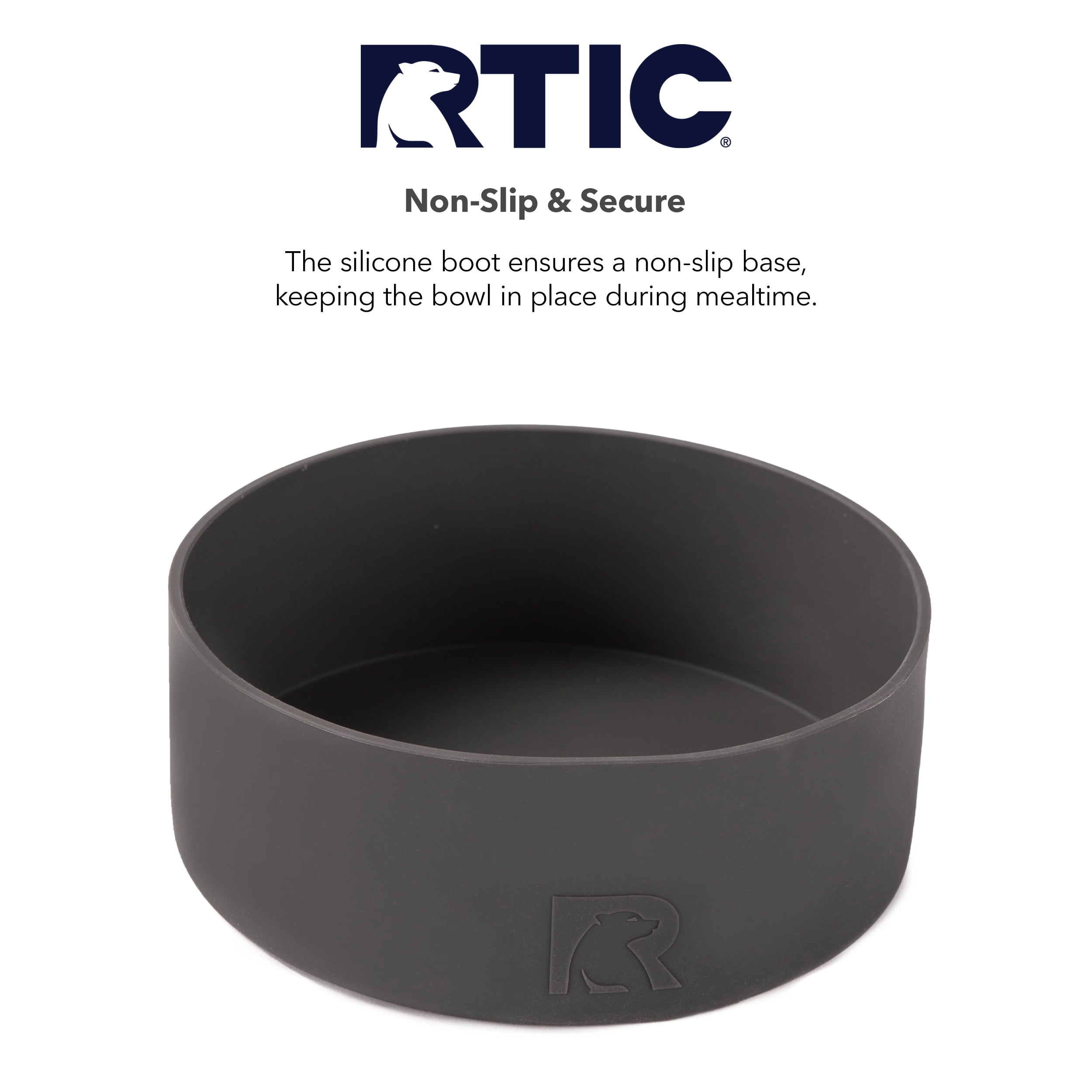 RTIC 3-in-1 Dog Bowl, Large, Stainless Steel Insulated Bowl, Silicone Lid, Navy & Graphite
