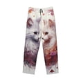 thumbnail image 2 of Vsdgher White Red Cat Couple Print Mens Pajama Pants Sleep & Lounge Pants, PJ Bottoms With elastic waistb and Pockets, 2 of 5