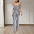 thumbnail image 2 of Women's Sleeveless Strapless Sequined Jumpsuit Party Wear Evening Dress Elegant Sparkly Clubwear Formal Outfit, 2 of 2
