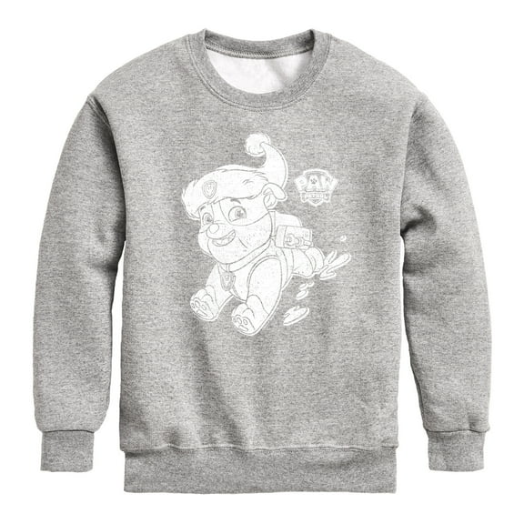Paw Patrol - Rubble Santa Hat - Toddler And Youth Crewneck Fleece Sweatshirt