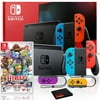 Nintendo Switch with Neon Blue/Red JoyCon Bundle with Neon Purple/Neon Orange JoyCon, and Hyrule Warriors: Definitive Edition