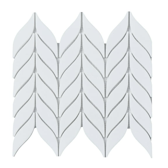 Thassos White Petal/Leaf Pattern Marble Mosaic Wall & Floor Tile - Case (10 Sheets)