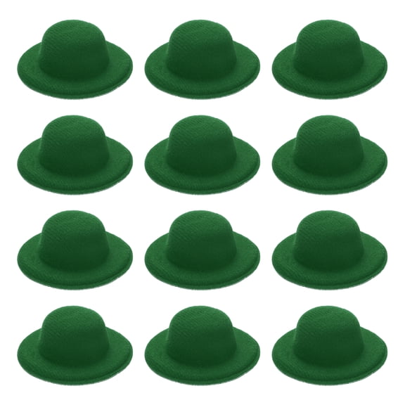 Uxcell 2.3" Mini Formal Hats, 12 Pcs Miniature Doll Hats Mini Top Hat for Crafts Hair Accessories Decorate Doll Snowman, Emerald Green