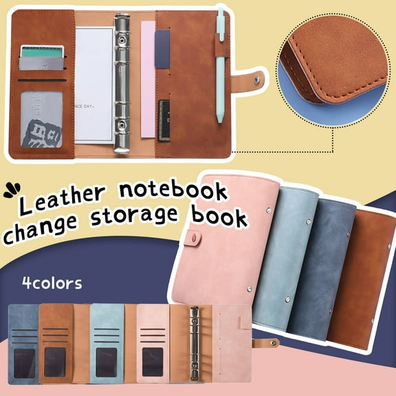 A6 Leather Loose Leaf Notebook Binder Refillable Note Storage Book with Changeable Inserts for Journaling