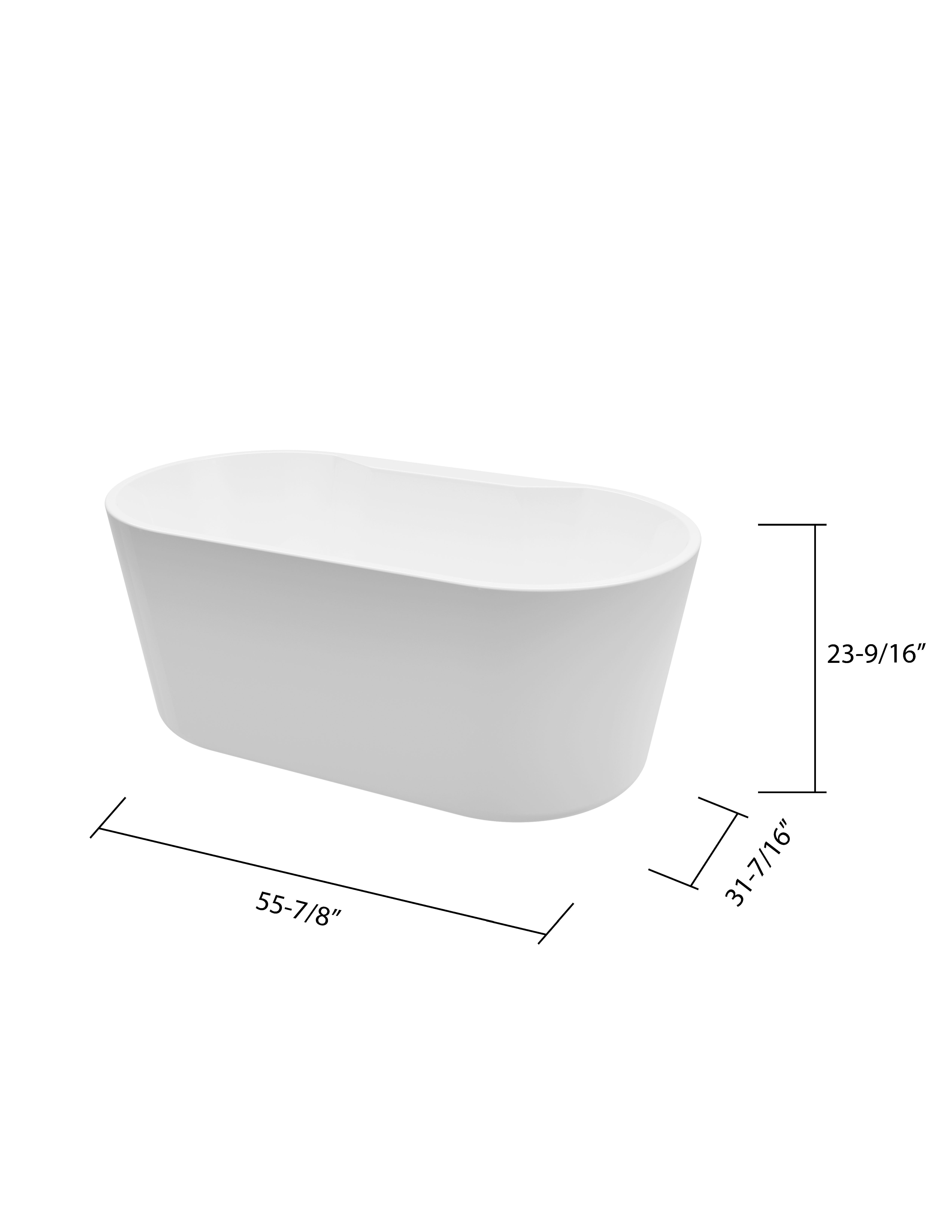 A&E Bathtub Rosalie-NF Freestanding Bathtub 56" Full Acrylic Material