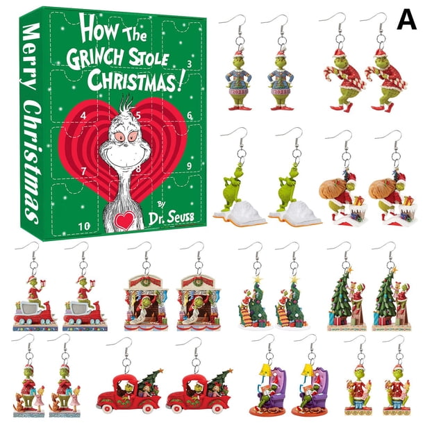 Navidad Adviento Navidad monstruo de piel verde Verde su Navidad pendientes de caja ciega creativos pendientes de adornos acrílicos de dibujos animados planos