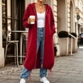 thumbnail image 2 of Trench Coat Women Dqueduo Women's Winter Full-Zip Long Sleeve Sweatshirt Maxi Coat – Solid Color with Pockets Red L, 2 of 9