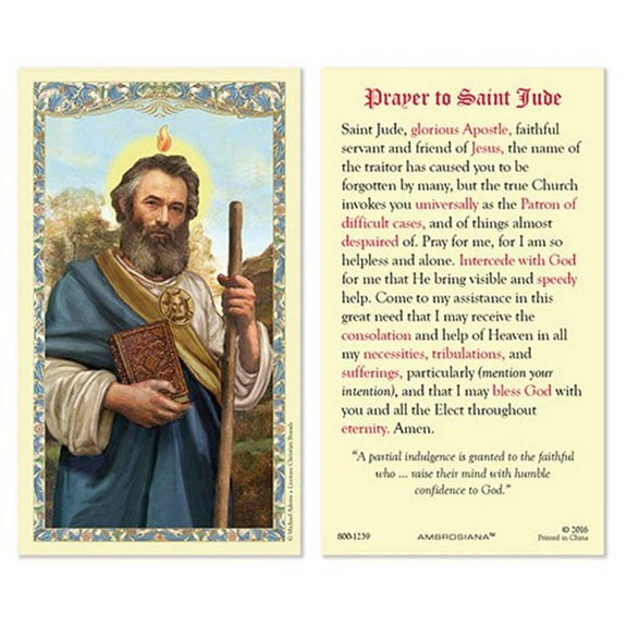 Saint Jude Laminated Holy Card - 25/pk