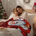 thumbnail image 4 of Santa Claus Merry Christmas Flannel Blanket for Bed,Travel and Camping, Xmas Snowflake Red Plaid Super Soft Cozy Blanket for All Seasons 50"x60", 4 of 9