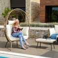 thumbnail image 3 of Dextrus Oversized Wicker Egg Chair with a Footstool, Lounger with Stand and Cushions Egg Basket Chair for Patio - Beige, 3 of 9