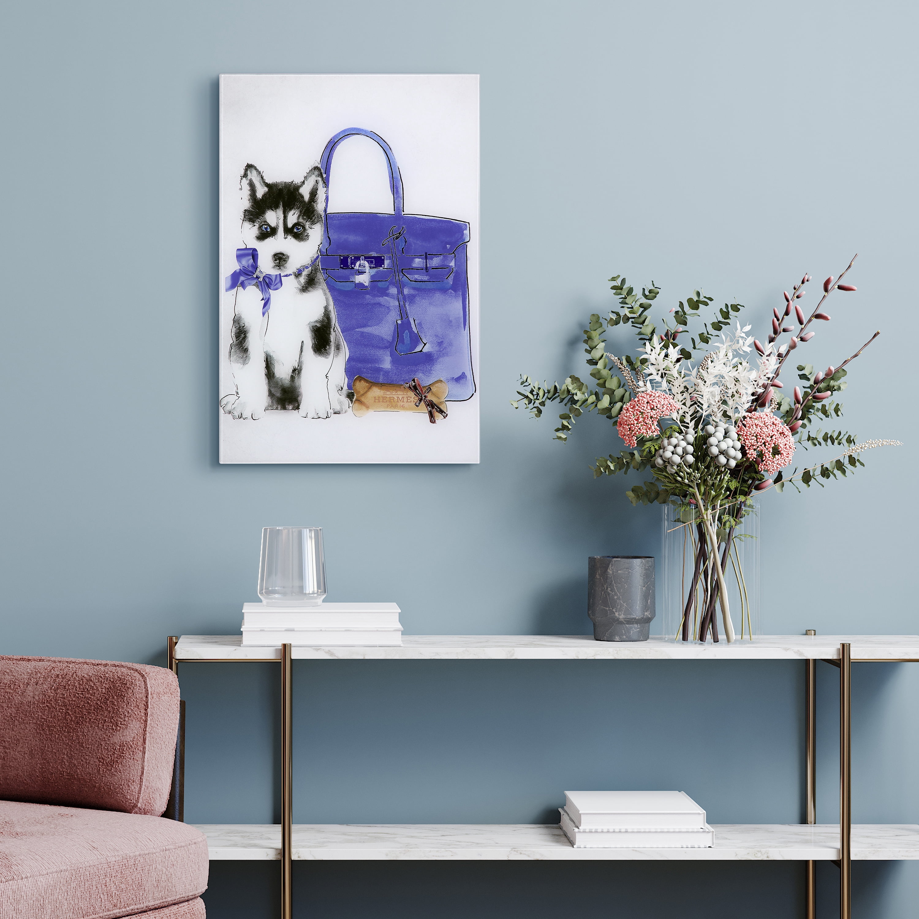 Empire Art Direct H-usky Frameless Free Floating Tempered Glass Panel Graphic Dog Wall Art, 16" x 24", Ready to Hang
