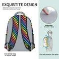 thumbnail image 5 of Rainbow Checkerboard Backpack for School,Cute School Bag,Schoolbag with Adjustable Shoulder Straps & Padded Back,15.3"x11"x6.7", 5 of 6