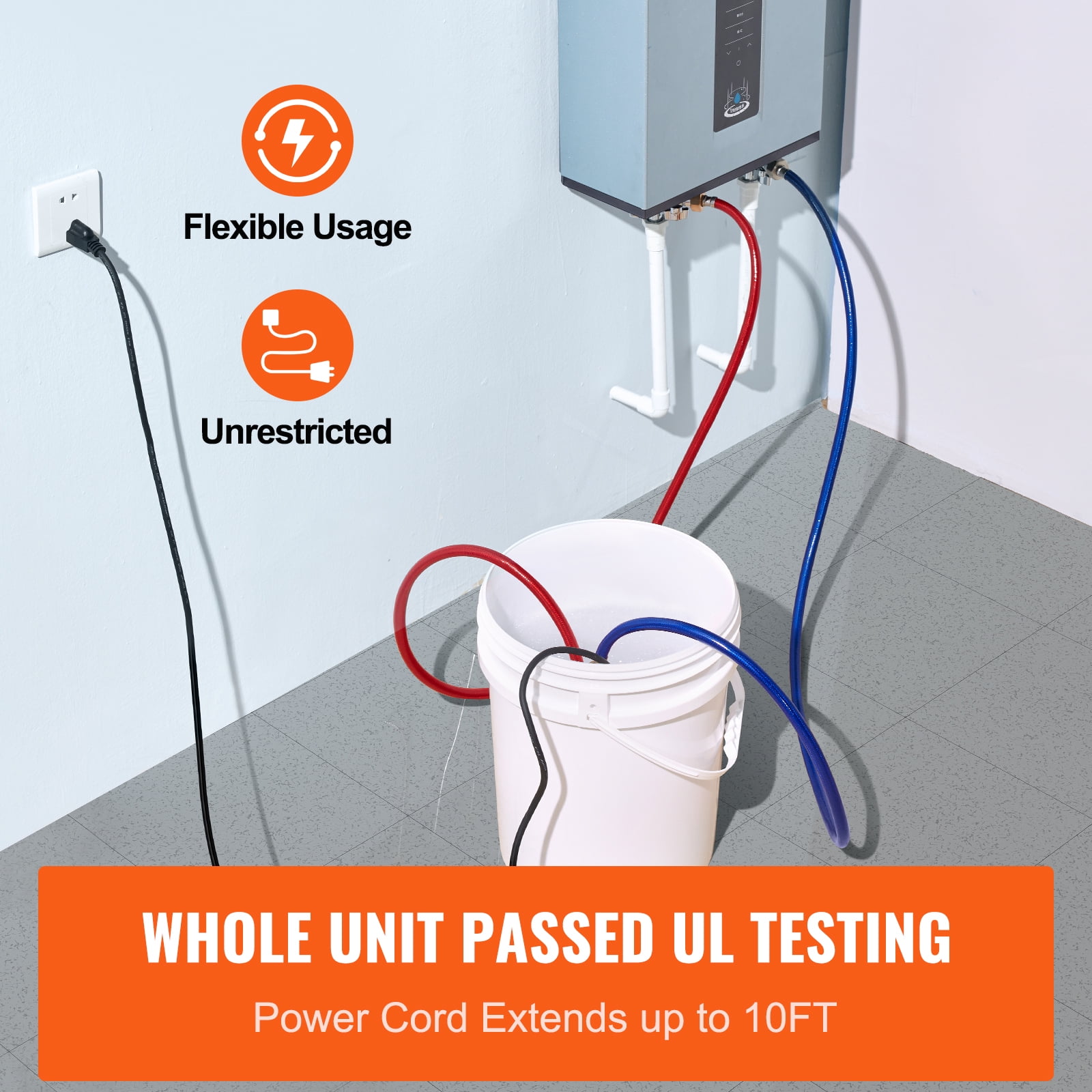 KFFKFF Water Heater Flush Tankless Kit with Pump and 5 Gallon Bucket and Descaling