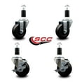 thumbnail image 2 of 3.5 Inch Hard Rubber Wheel Swivel 1-3/8 Inch Expand Stem Caster Set 2 Brakes SCC, 2 of 2