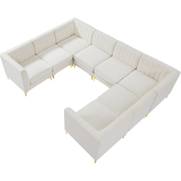 Meridian Furniture Alina Cream Velvet Modular Sectional