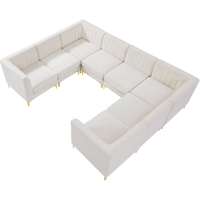 Meridian Furniture Alina Sectionnel Modulaire en Velours Crème