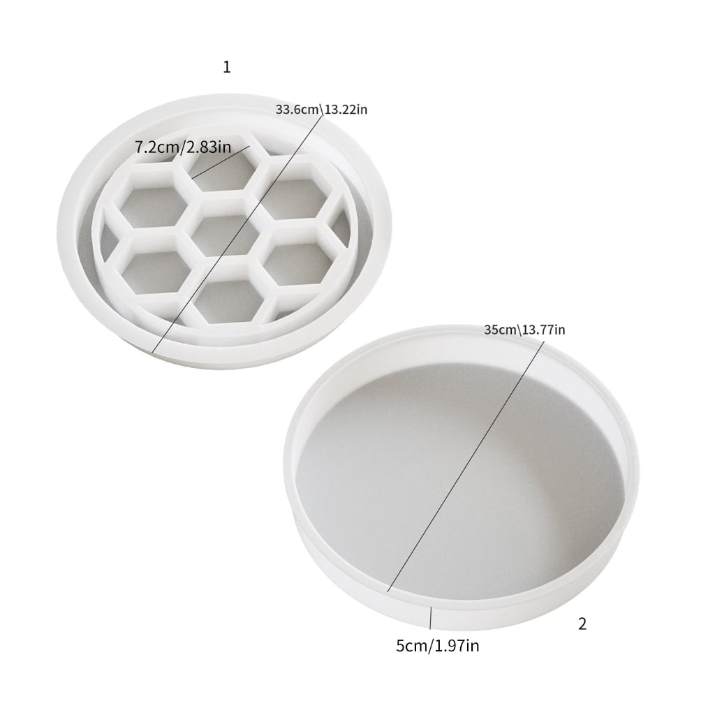 SIEYIO Creative Silicone Mold for Epoxy Resin Tabletop Large Round Honeycomb Designs