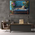 thumbnail image 5 of Mudket Framed Leopard on Blue Velvet Sofa Canvas Wall Art, Leopard Print Living Room Wall Decor, Trendy Animal Wall Art Ready to Hang - 12"L x 8"W, 5 of 10