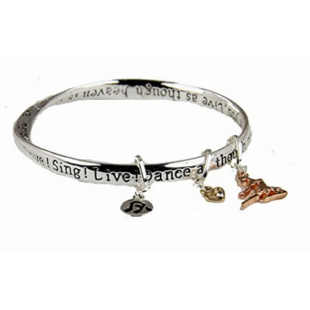Dance Bangles Bracelets - DANCE LOVE SING LIVE Bangle Bracelet Dancer Charm Dance Team