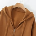 thumbnail image 5 of Womens Zip Up Jackets Solid Color Long Sleeve Loose Fit Hood Jackets Cutecore Casual Fall Fashion Outerwear Hoodies, 5 of 5