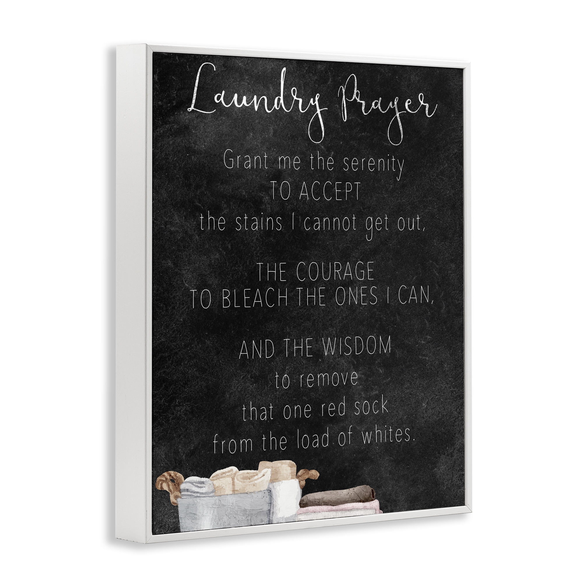 Accept The Stains Laundry Prayer White Framed Giclee Art, design by Kim Allen