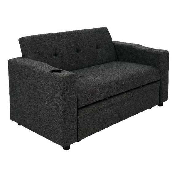 Soen Convertible Sofa w Pull Out Sleeper Bed- 2 Pillows- Charcoal Gray