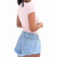 thumbnail image 4 of Womens Short Sleeve Deep V Neck Tops Shirts Fitted Cotton Summer Tshirt Tee Pink M, 4 of 9