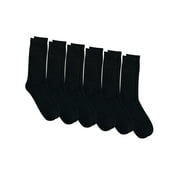 Mens All Black Crew Length Dress Socks 6 Pack