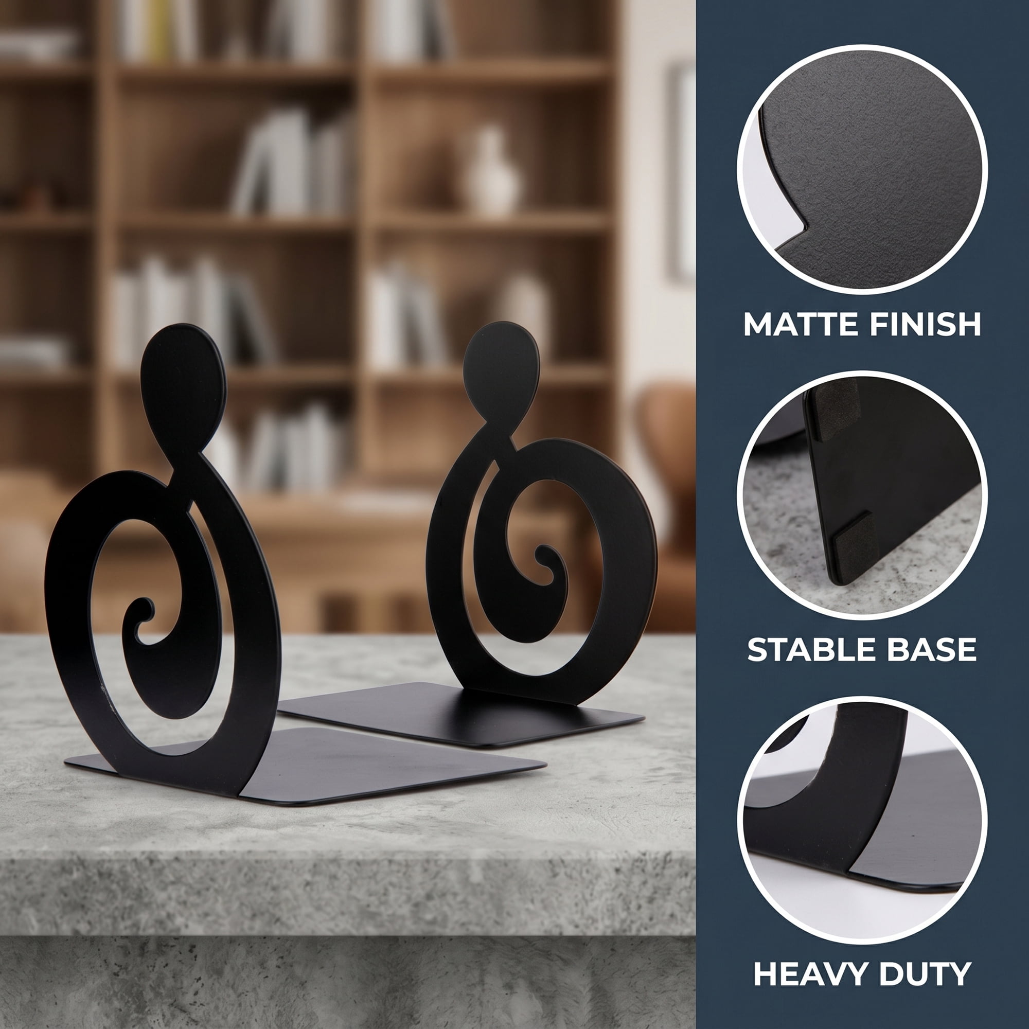 Unique Bargains Musical Note Metal Bookends Non-Skid for Shelves Style B 4.7"x4.1"x6.3"