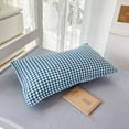thumbnail image 5 of EazyTech 2-Pack Plaid Pillowcases 30"x20" Standard Queen Size, Soft Breathable Dormitory Bedding Set, Washed Cotton Checkered Farmhouse Pillow Covers for Bed/Sofa Blue, 5 of 6