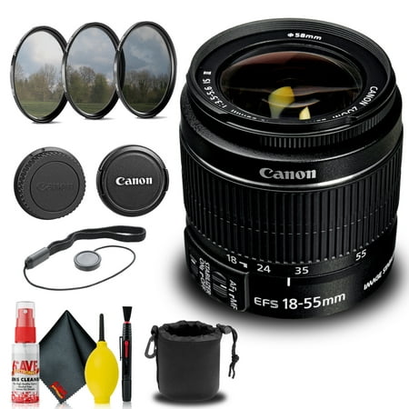 Canon EF-S 18-55mm f/3.5-5.6 IS II Lens (2042B002) + Filter Kit + More
