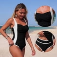 thumbnail image 5 of QIUOMBBP Tummy Control Tankini Swimsuits for Women Twist Front Tank Top with High Waist Bikini Bottom 2 Piece Beach Vacation Bathing Suit Black XL, 5 of 9