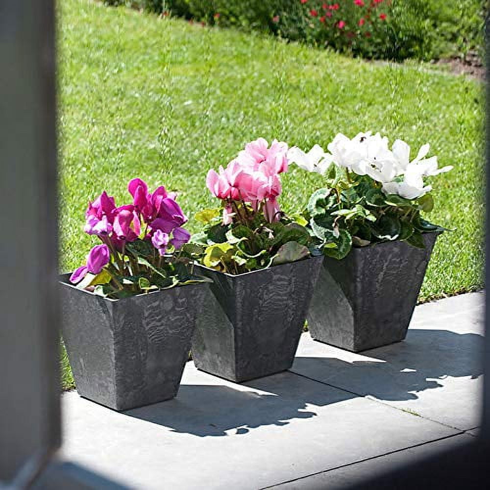 Root & Vessel Ella Square Planters, Black, 14"