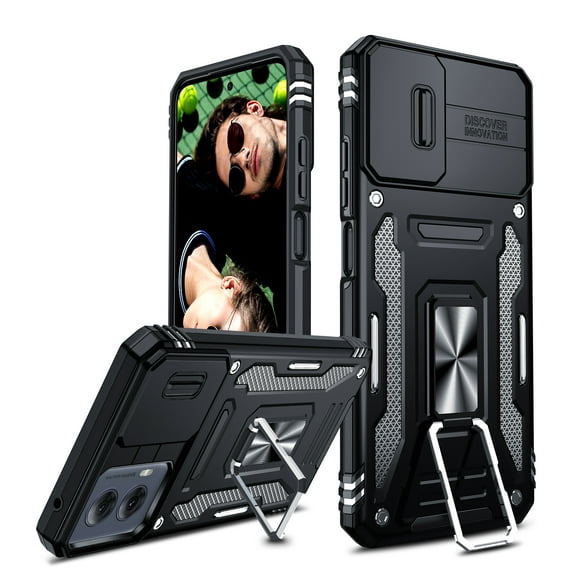 LeYi for Moto G Power 5G 2024 Case: with Camera Lens Protector, Military-Grade Case Cover with Magnetic Stand Motorola G Power 2024, Black